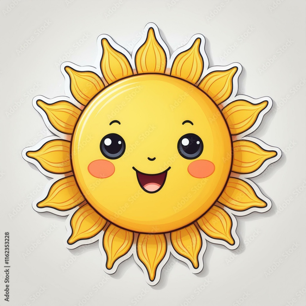 smiling sun cartoon - Cute sun with smile for sticker. Design element. smiling sun cartoon - Cute sun with smile for sticker. Design element.