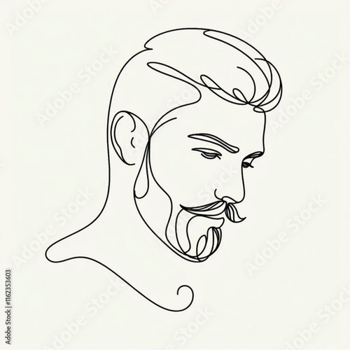 Man with Beard Minimalist Line Art Vector