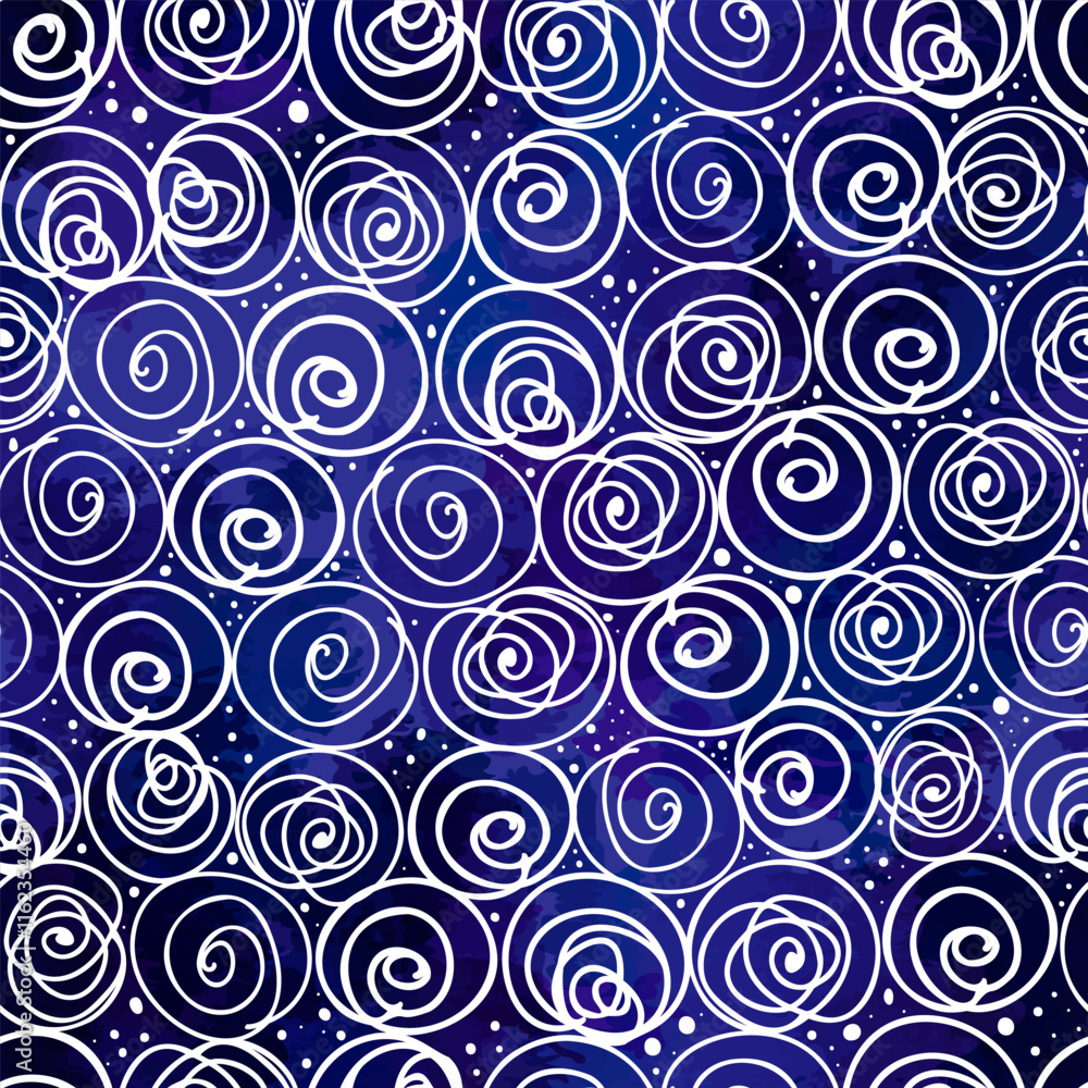 Abstract curved lines on a blue background. Seamless textile pattern. Vector illustration. Abstract curved lines on a blue background. Seamless textile pattern. Vector illustration.