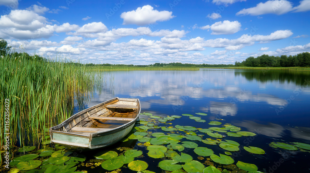 Tranquil Fishing Pond Surrounded by Lush Greenery in the Countryside Landscape Tranquil Fishing Pond Surrounded by Lush Greenery in the Countryside Landscape