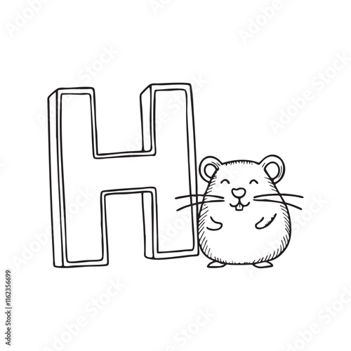 An illustration of letter H beside Hamster