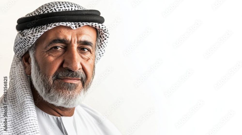 Traditional Iraqi Man in White Dishdasha Portrait Traditional Iraqi Man in White Dishdasha Portrait