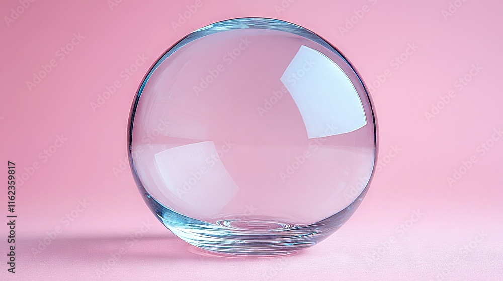 A close-up of a pink background with a clear reflection of the interior of a glass vase A close-up of a pink background with a clear reflection of the interior of a glass vase