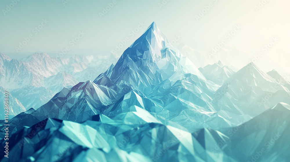 Obraz premium Stunning geometric mountain range with sharp peaks and vibrant colors in a serene landscape