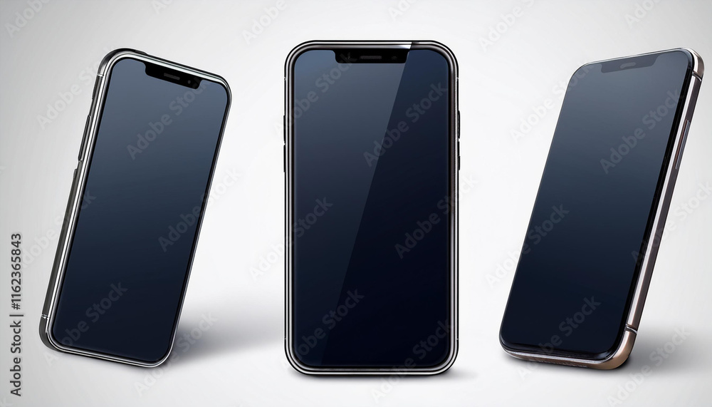 Naklejka premium realistic smartphone in different views