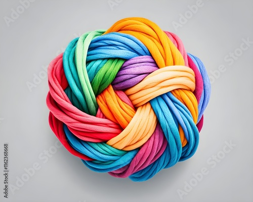 Wallpaper Mural A colorful, tangled ball of vibrant yarn in bright hues, symbolizing creativity, chaos, and the playful nature of crafting. Torontodigital.ca