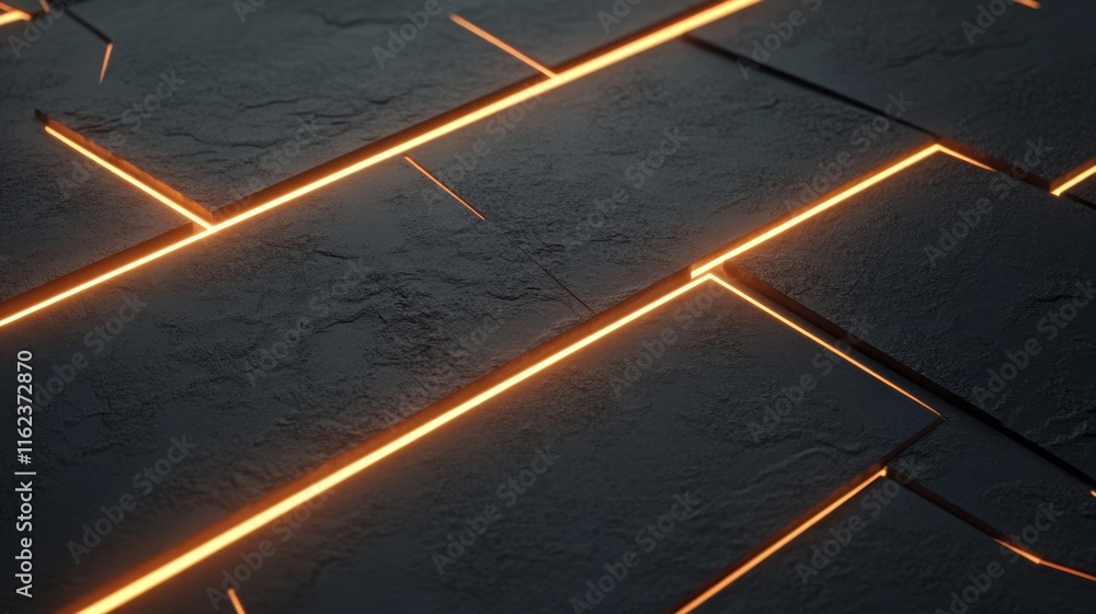 Fototapeta premium Abstract Dark Surface with Glowing Edges and Texture Details
