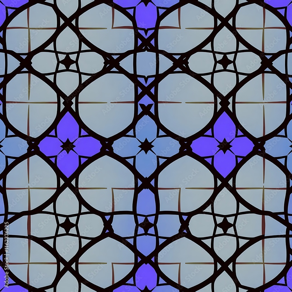 Fototapeta premium Stained Glass Elegance: Abstract Purple and Gray Pattern 