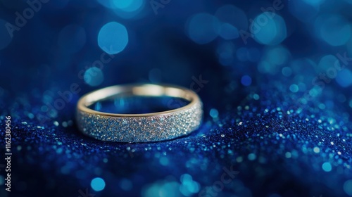 Wallpaper Mural Elegant Sparkling Ring on Shimmering Blue Background Torontodigital.ca