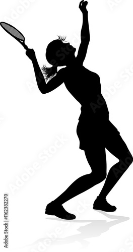 A tennis player woman silhouette sports person design element