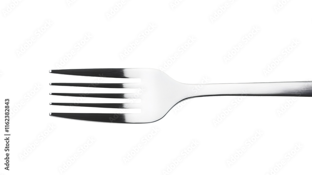 Close-up of a stainless steel fork isolated on a transparent background, ready to be used for dining or design purposes Close-up of a stainless steel fork isolated on a transparent background, ready to be used for dining or design purposes
