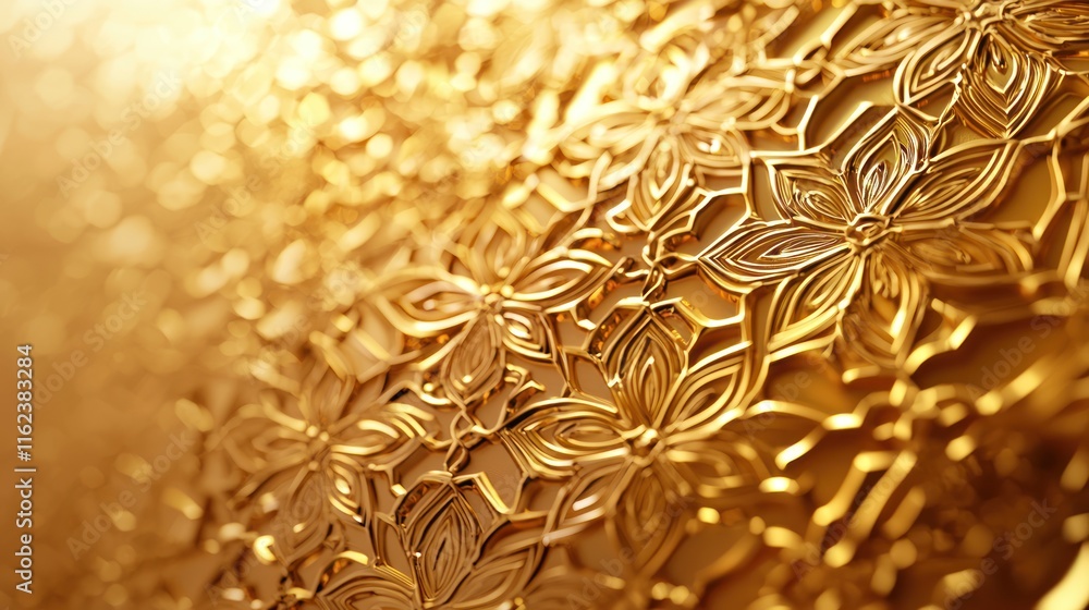 Obraz premium Golden Floral Pattern Intricate Design Background