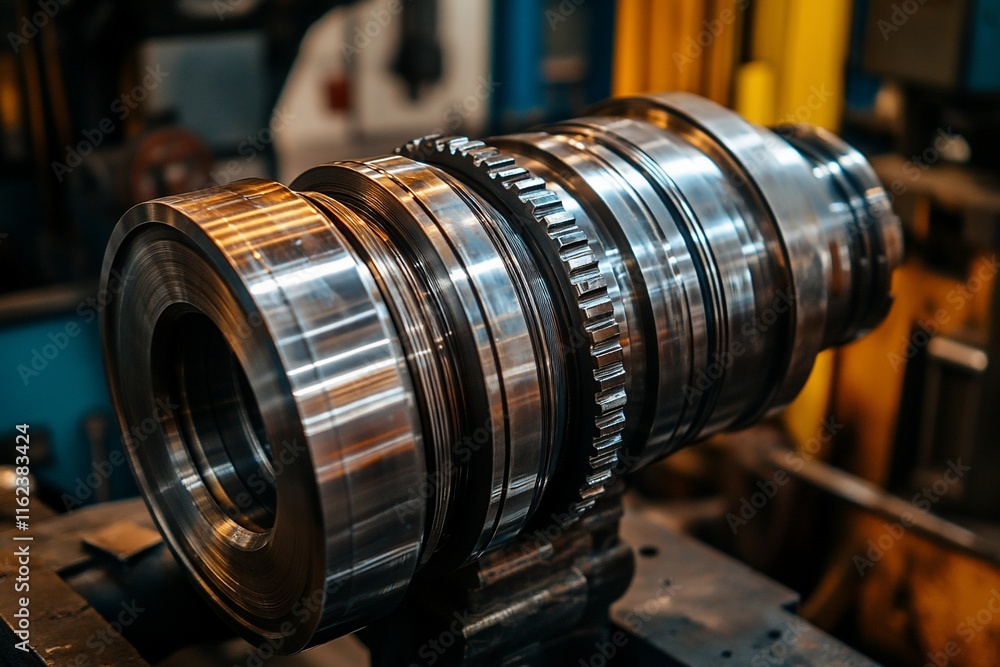 Obraz premium Close-up of precision-machined metal components.