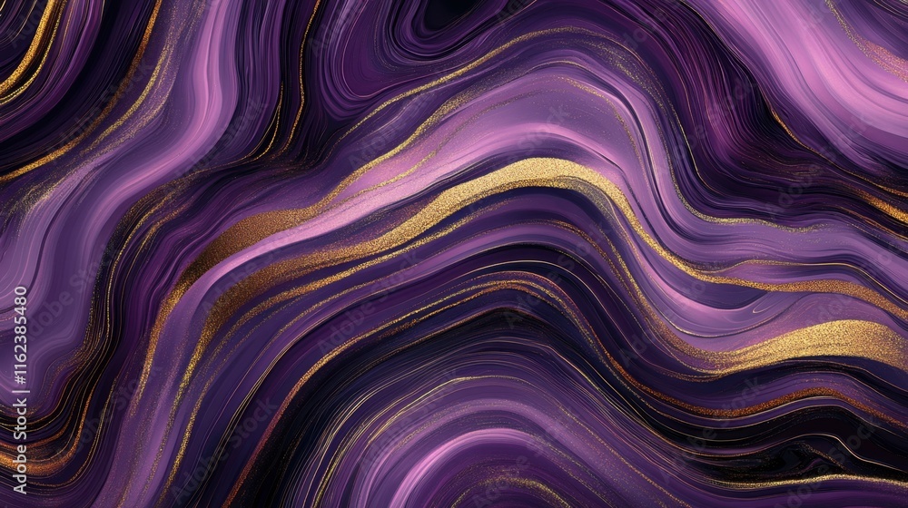Obraz premium Elegant Purple and Gold Swirl Abstract Background Design
