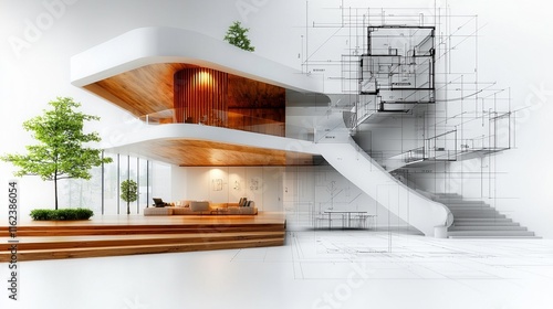 Designing Innovative Architectural Blueprints Modern Homes Technical Drawings Indoor Spaces Aerial View High Fidelity Concepts