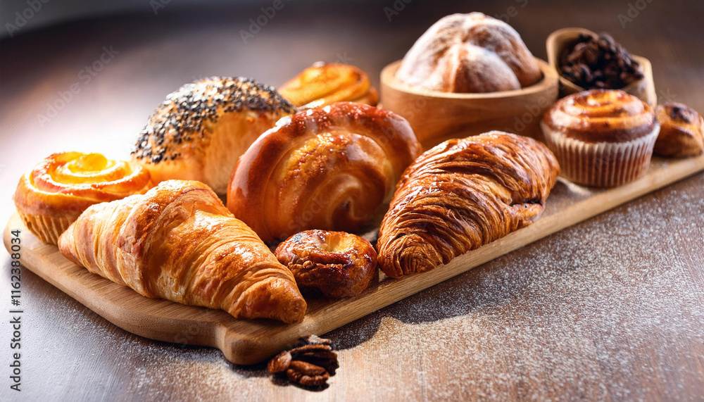 Fototapeta premium Freshly baked pastries and desserts