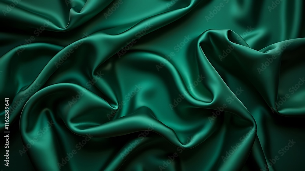 Fototapeta premium purple dark green silk fabric curtain satin soft folds veil cloth background of the fabric. Luxury banner screen membrane
