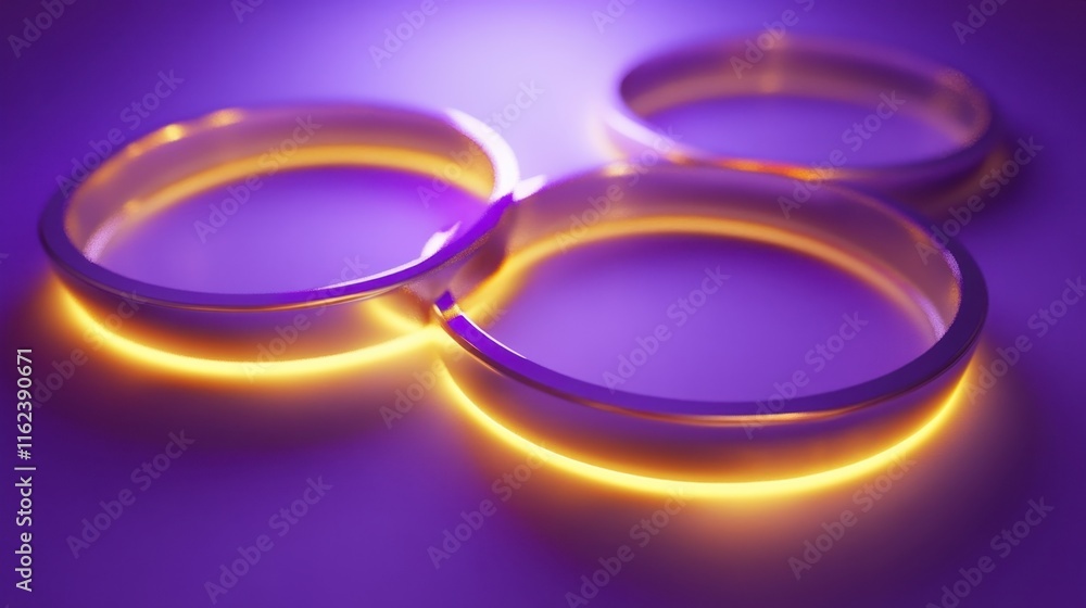 Elegant Minimalist Rings with Soft Glow on Purple Background Elegant Minimalist Rings with Soft Glow on Purple Background