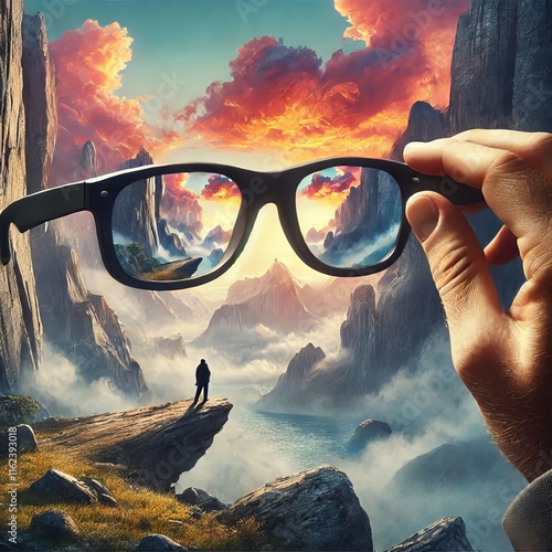 A pair of glasses that allow the wearer to see surreal otherworl photo