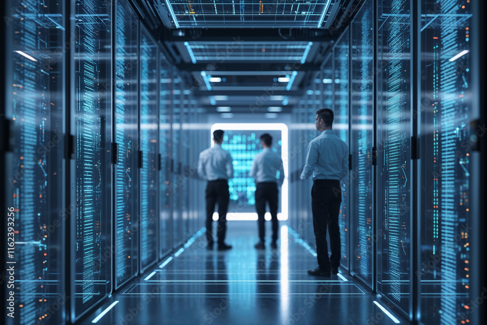 Fototapeta premium Modern datacenter with blue light
