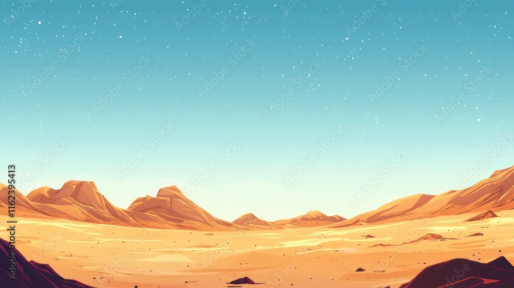 Naklejka premium Serene Desert Landscape Under a Starry Sky