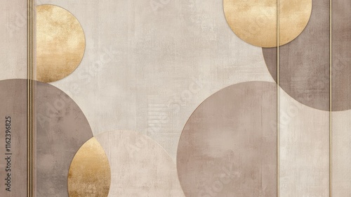 A soft geometric pattern with delicate gold accents on a taupe background, perfect for packaging