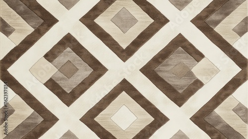 A sophisticated geometric design with overlapping diamonds in taupe and ivory hues