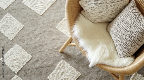 A subtle geometric design in taupe and ivory tones, featuring intricate triangular patterns