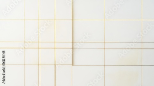 A minimalist design featuring a grid of gold lines on a matte cream surface, exuding elegance