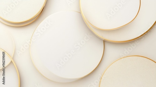 A minimalist design with overlapping circles in soft beige and gold, perfect for packaging
