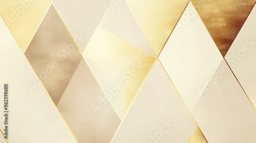 A minimalist design with triangular patterns in soft cream and gold, exuding modern elegance
