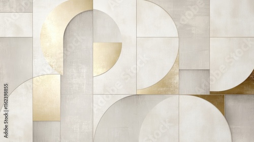 Obraz na płótnie A minimalist pattern of overlapping squares in neutral tones, with soft gold accents for added sophistication w salonie