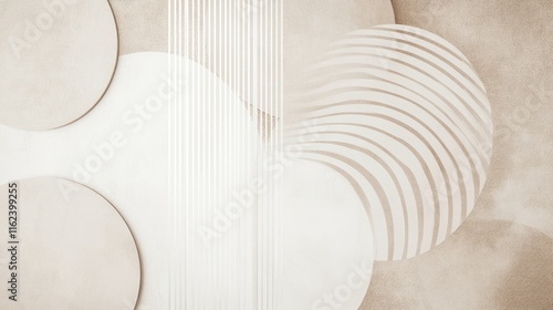 A modern geometric design with subtle circular patterns in taupe and ivory hues, ideal for high-end branding