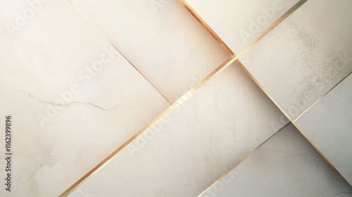 A modern minimalist background with overlapping diamond shapes in neutral tones, accented with gold