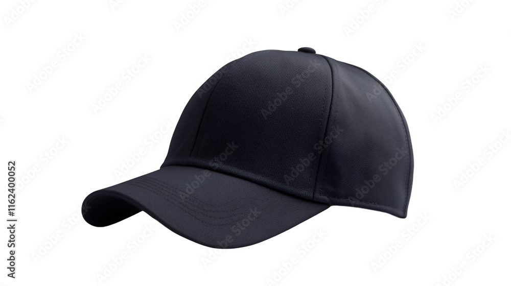 Fototapeta premium Classic black baseball cap isolated on transparent background, ideal for adding logos, designs or text