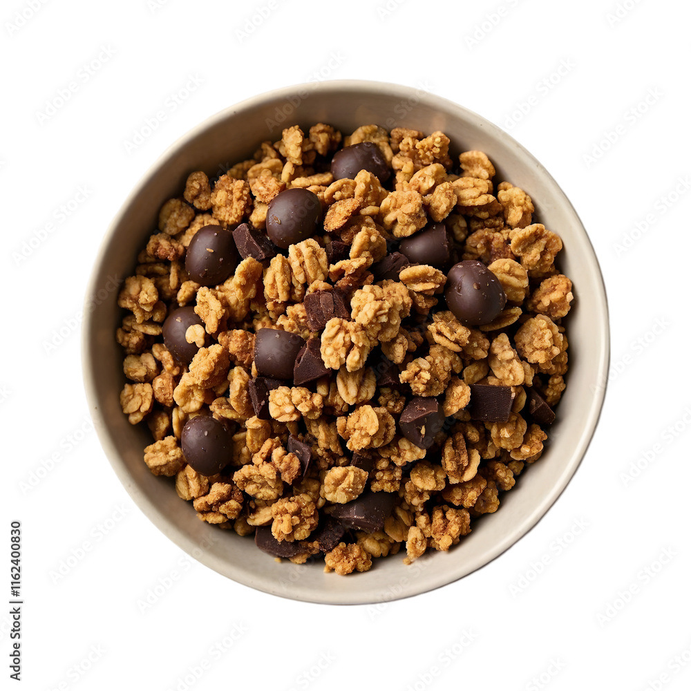 Chocolate Granola in a Bowl on transparent background Chocolate Granola in a Bowl on transparent background