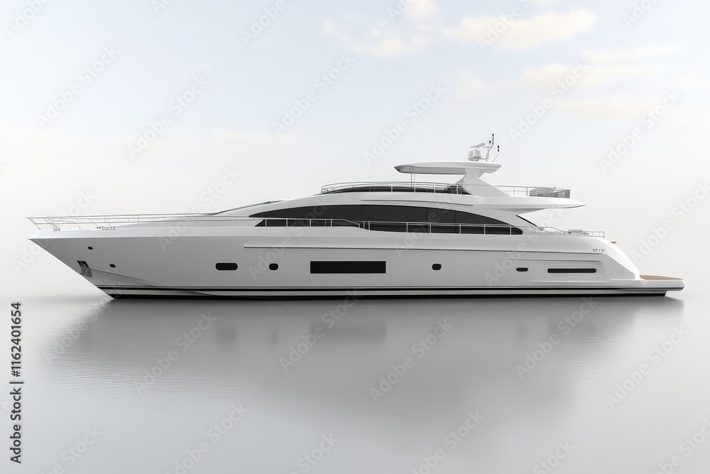 A sleek luxury yacht floating on calm waters, designed for leisure and travel. A sleek luxury yacht floating on calm waters, designed for leisure and travel.
