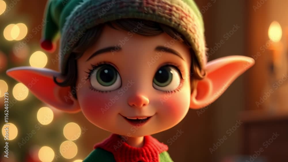 A cheerful Christmas elf looking around A cheerful Christmas elf looking around