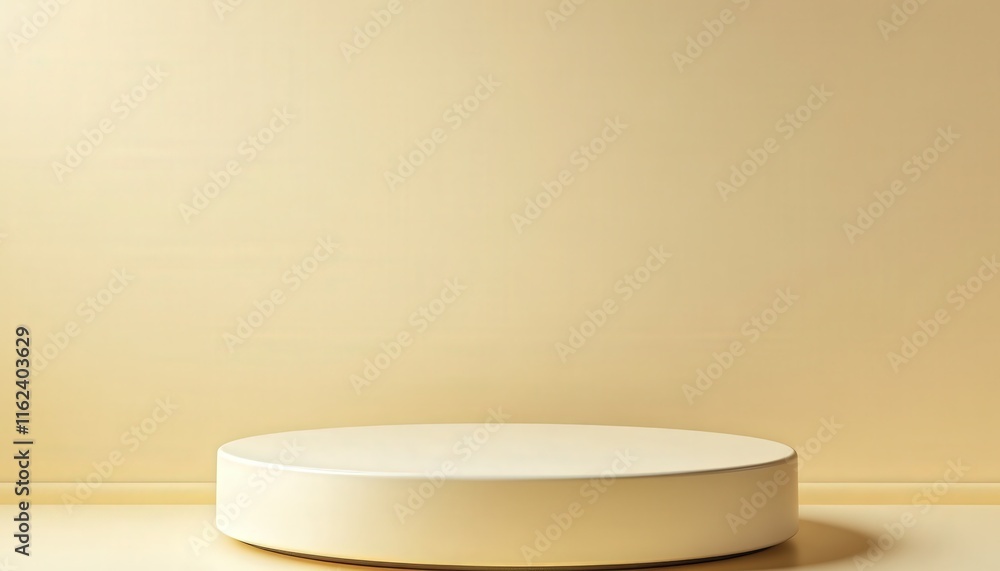 Minimalist Cream Pedestal Display Beige Background Product Showcase Minimalist Cream Pedestal Display Beige Background Product Showcase