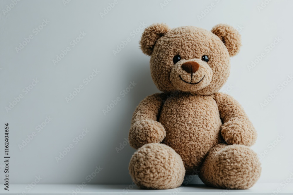 A cute, plush teddy bear sitting against a plain background. A cute, plush teddy bear sitting against a plain background.