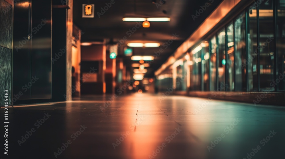 Illuminated corridor in a modern building. Illuminated corridor in a modern building.