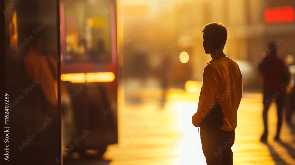 Silhouette of a person at sunset in the city. Silhouette of a person at sunset in the city.