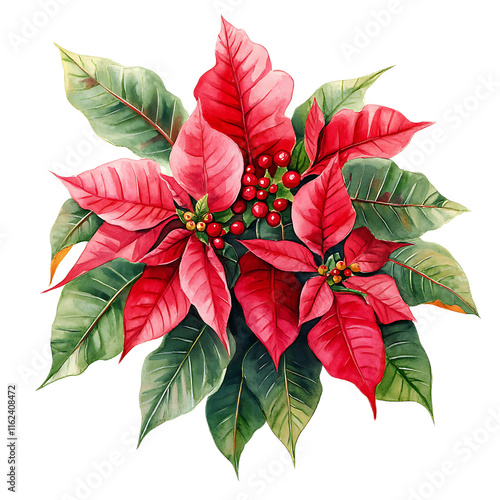 Create a watercolor poinsettia bouquet clipart festive floral arrangement seasonal vibes winter and autumn flowers