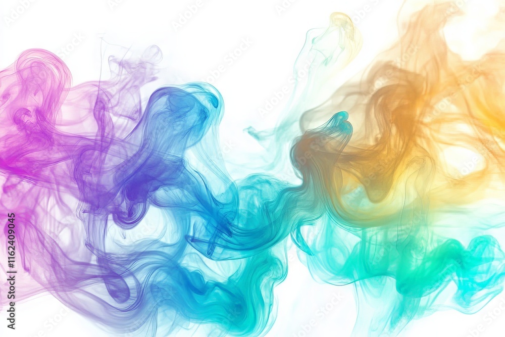 Fototapeta premium Colorful smoke swirls blend together in a vibrant, abstract design.