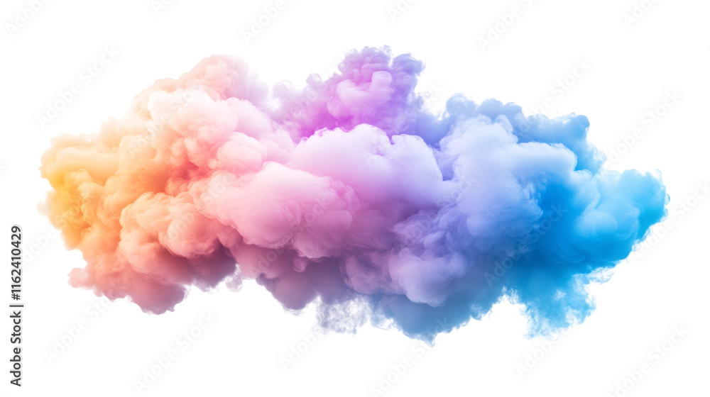 Fototapeta premium Colorful smoke billowing, generating ethereal visual effect against transparent backdrop, enhancing artistic compositions