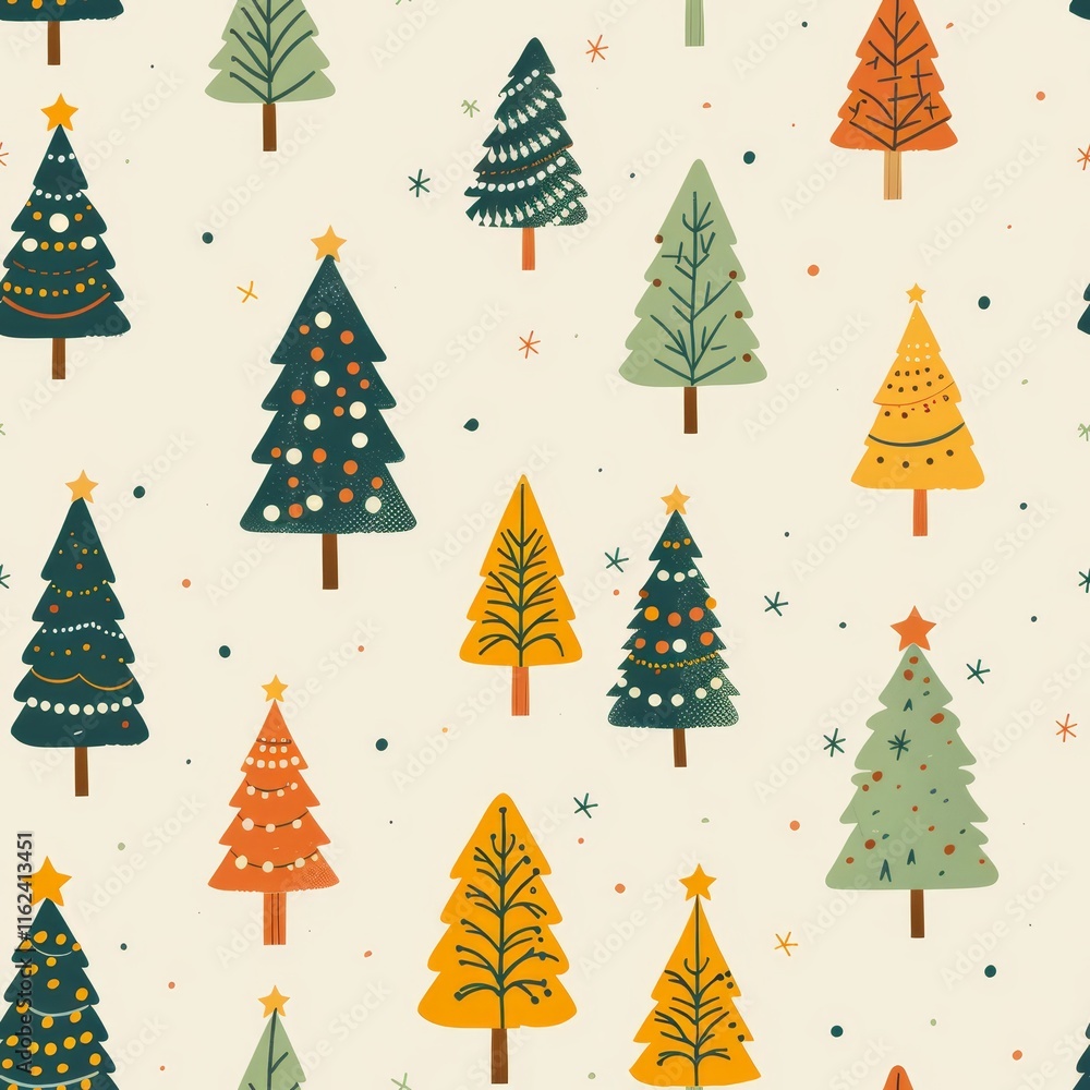 Charming christmas pattern featuring festive icons in cute memphis boho style design Charming christmas pattern featuring festive icons in cute memphis boho style design