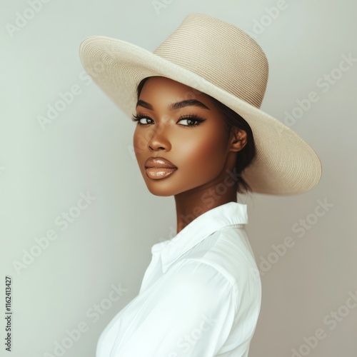 Fashion Portrait of stylish black woman Isolated on White Background Generative AI