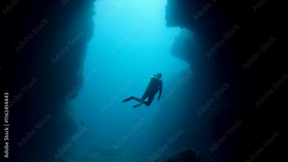 Diver Descending into the Abyssal Depths Diver Descending into the Abyssal Depths