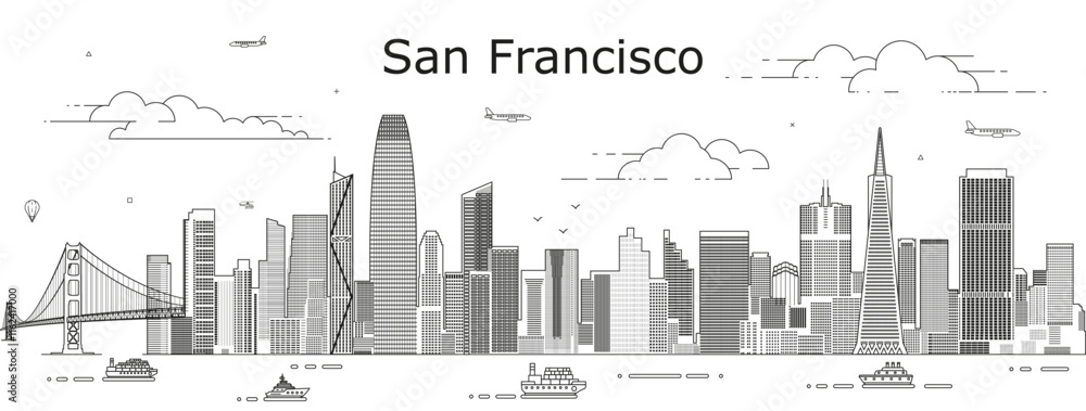 San Francisco cityscape line art vector illustration