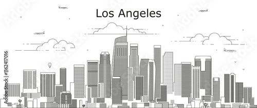 Los Angeles cityscape line art vector illustration